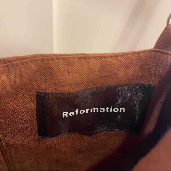 Reformation Thelma midi dress in brown linen size 2 - Picture 12 of 14